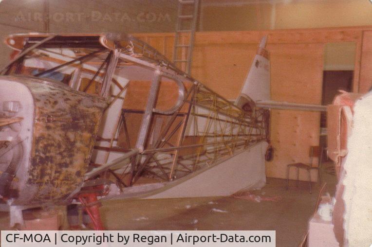 CF-MOA, 1947 Stinson 108-2 Voyager C/N 108-2281, New fabric on Fuselage Spring 1980.