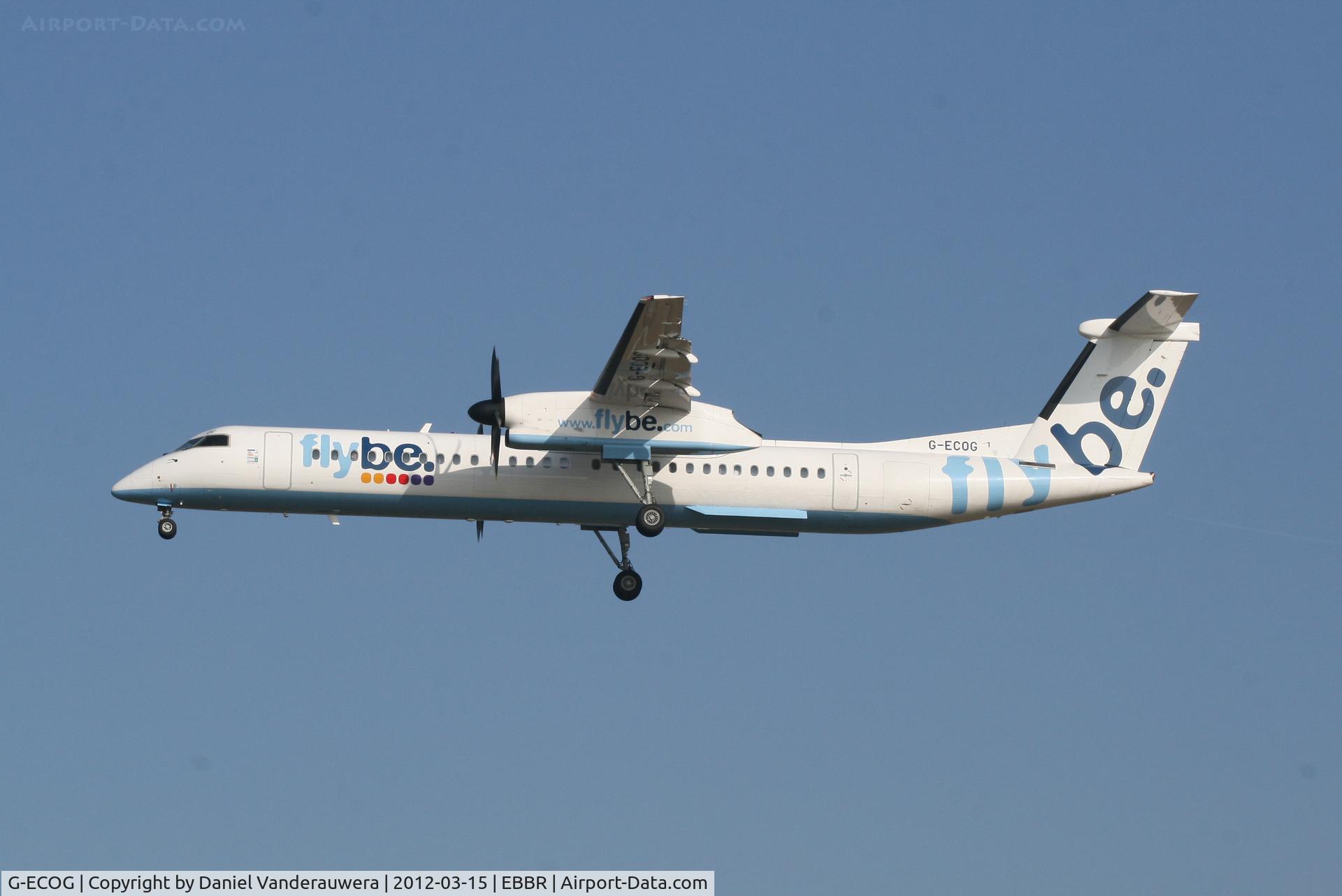 G-ECOG, 2008 De Havilland Canada DHC-8-402Q Dash 8 C/N 4220, Arrival of flight BE593 to RWY 25L