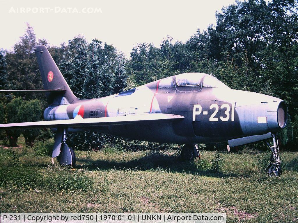 P-231, Republic F-84F Thunderstreak C/N Not found (53-6742/P-231), Photograph by Edwin van Opstal with permission. Scanned from a color slide.