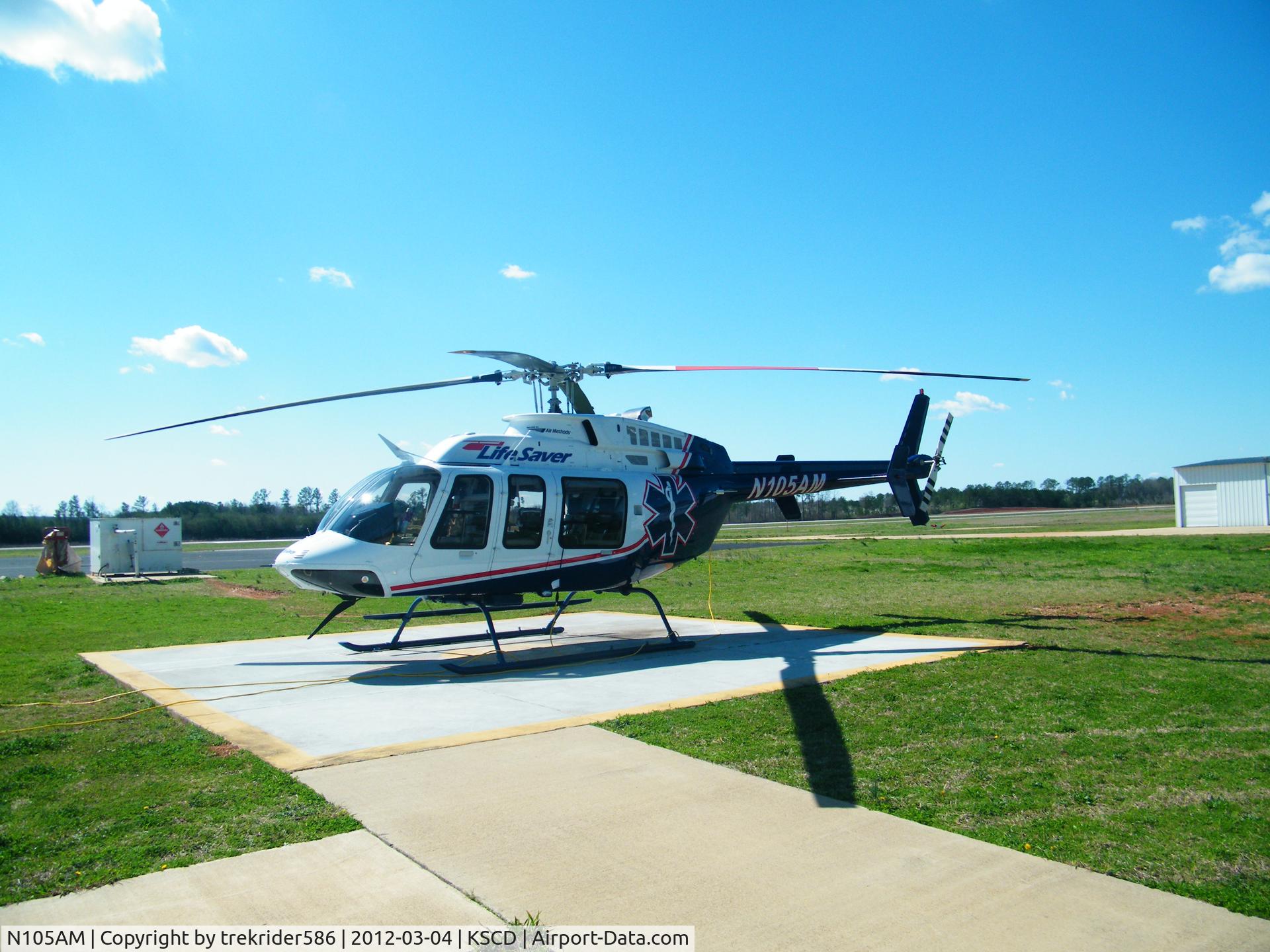 N105AM, 2010 Bell 407 C/N 54024, on station in Sylacauga Alabama