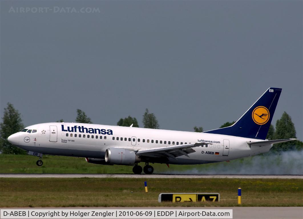 D-ABEB, 1991 Boeing 737-330 C/N 25148, Touch down of a FRA shuttle on rwy 26R...