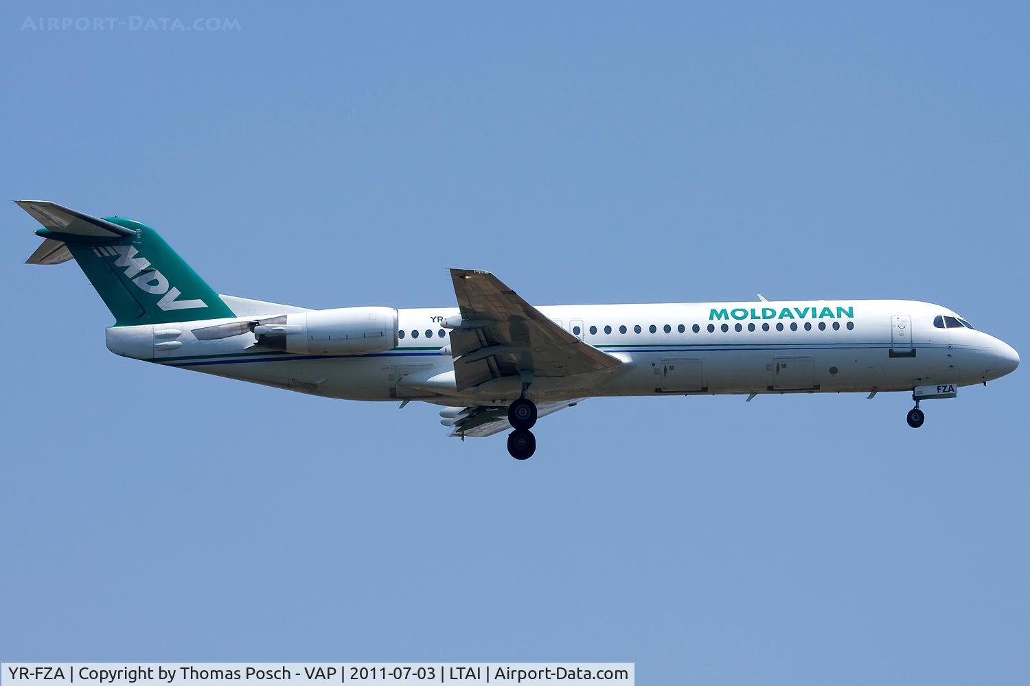 YR-FZA, 1992 Fokker 100 (F-28-0100) C/N 11395, Moldavian Airlines