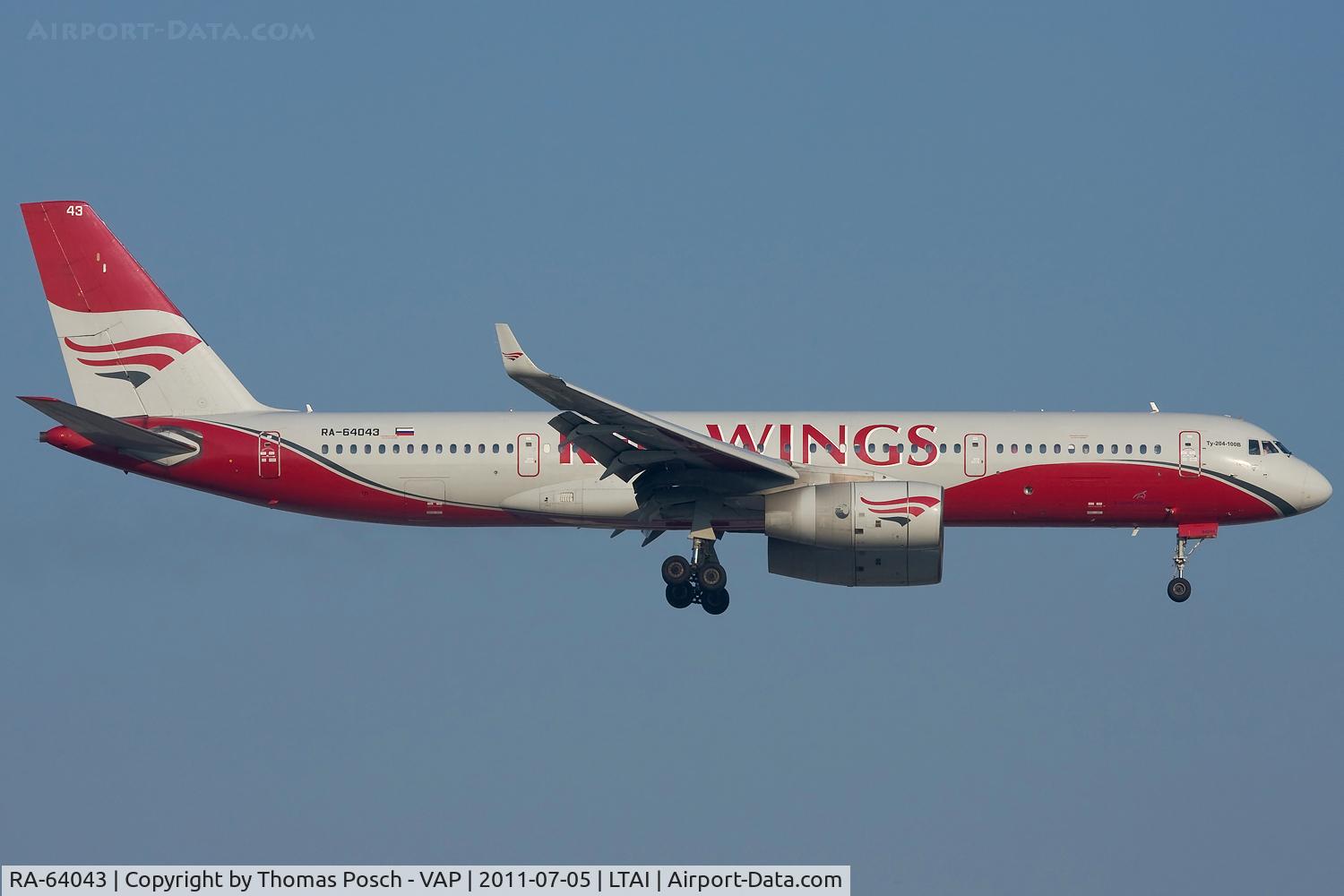 RA-64043, 2008 Tupolev Tu-204-100S C/N 64043, Red Wings Airlines