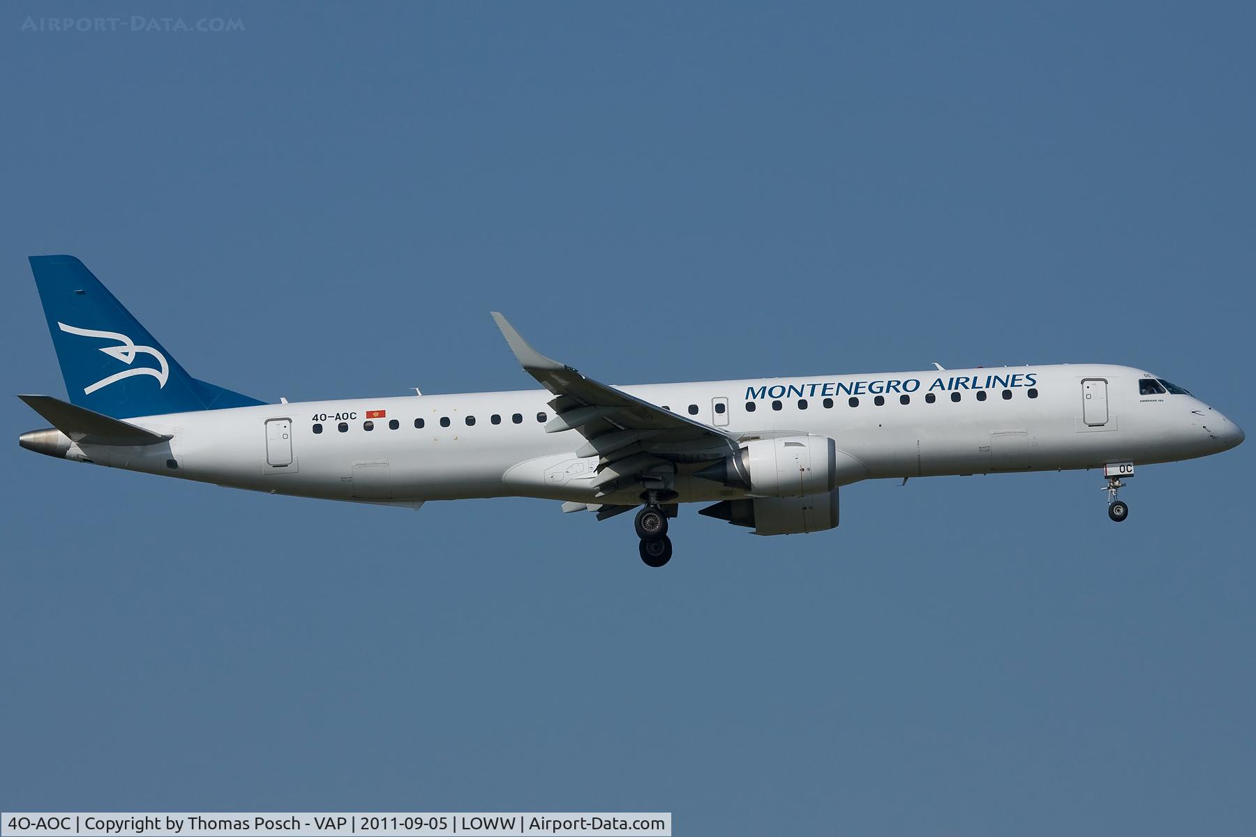 4O-AOC, 2010 Embraer 195LR (ERJ-190-200LR) C/N 19000358, Montenegro Airlines