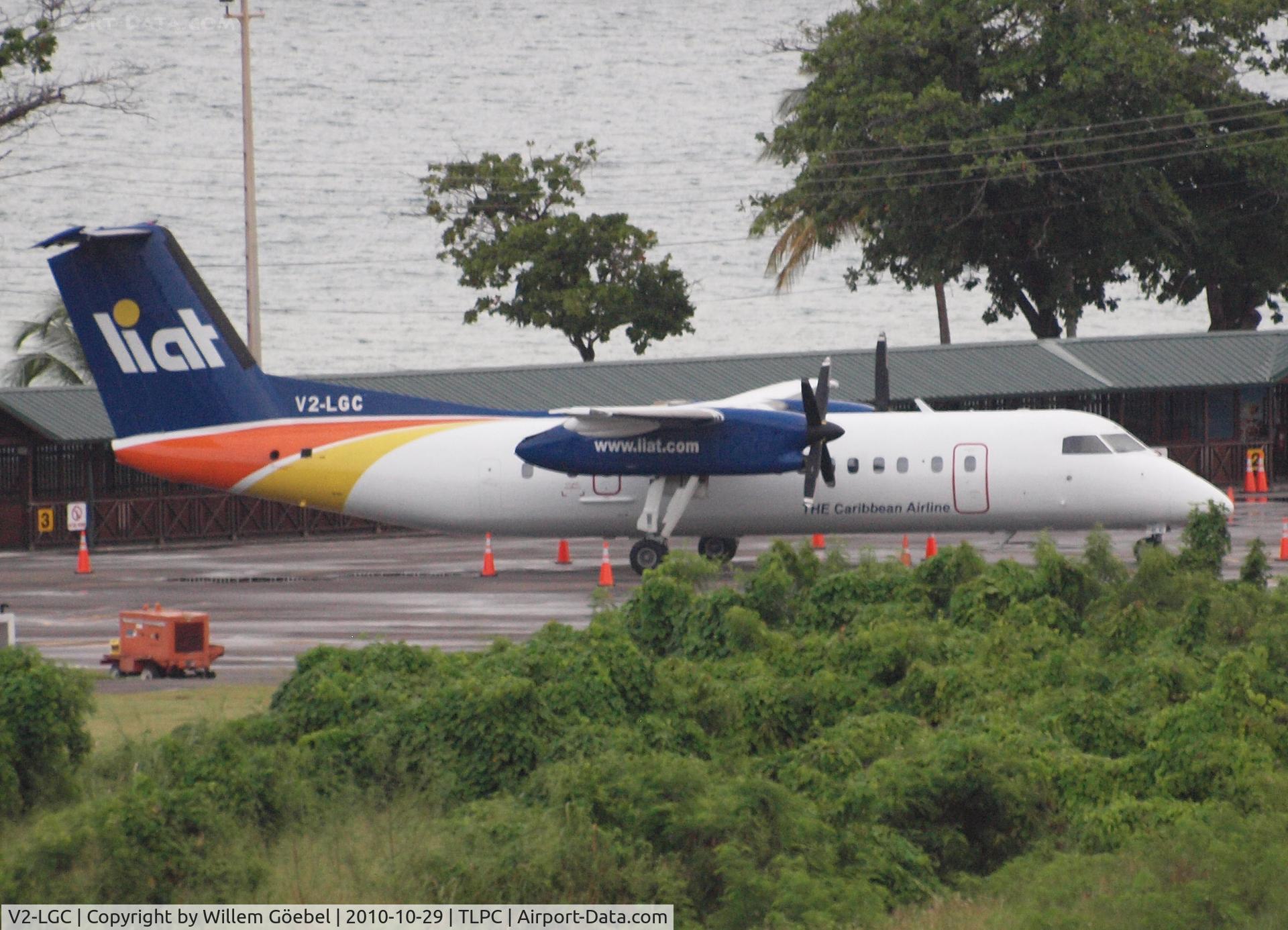 V2-LGC, 1991 De Havilland Canada DHC-8-311 Dash 8 C/N 298, Parking on the airstrip of St Lucia
