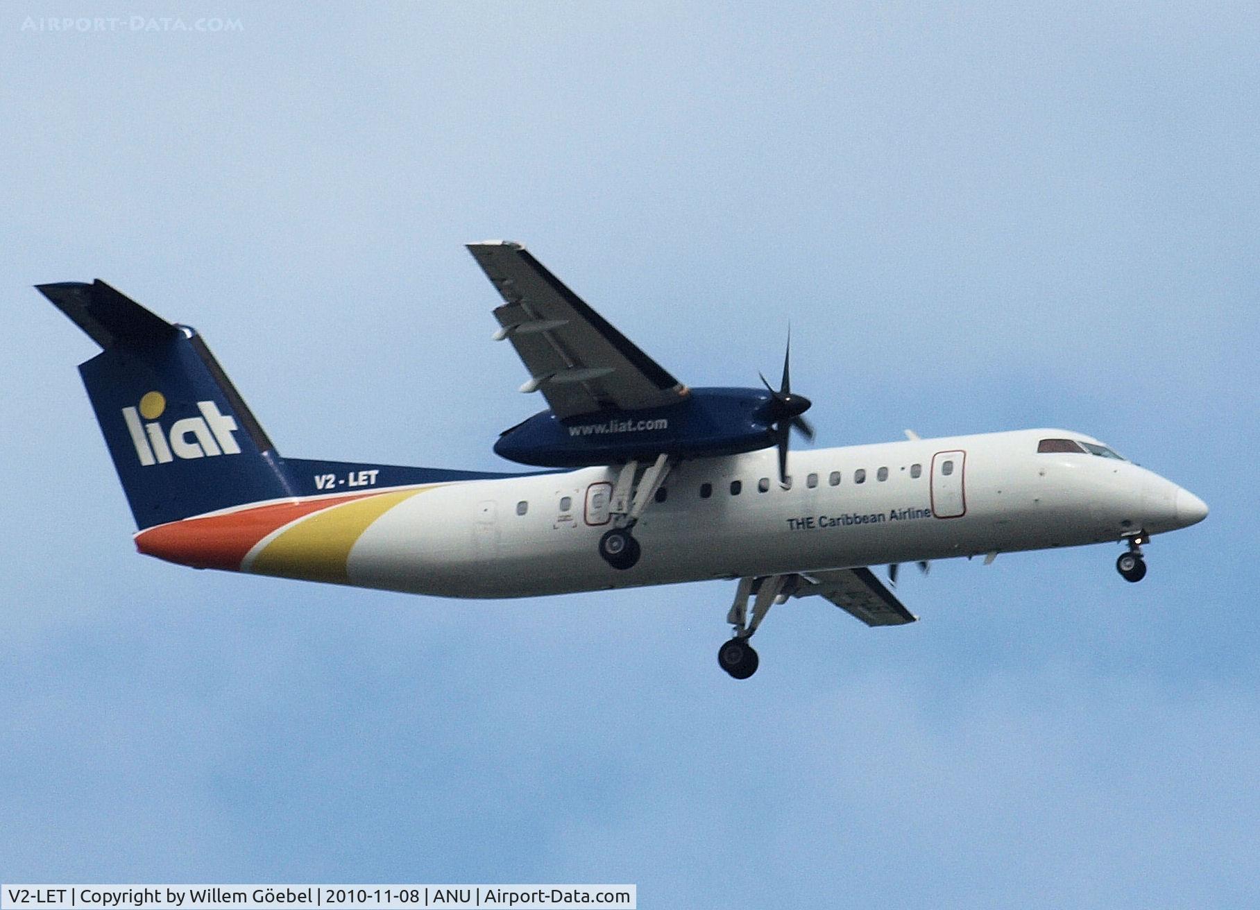 V2-LET, 1995 De Havilland Canada DHC-8-311B Dash 8 C/N 416, Landing on st John Antigua Airport