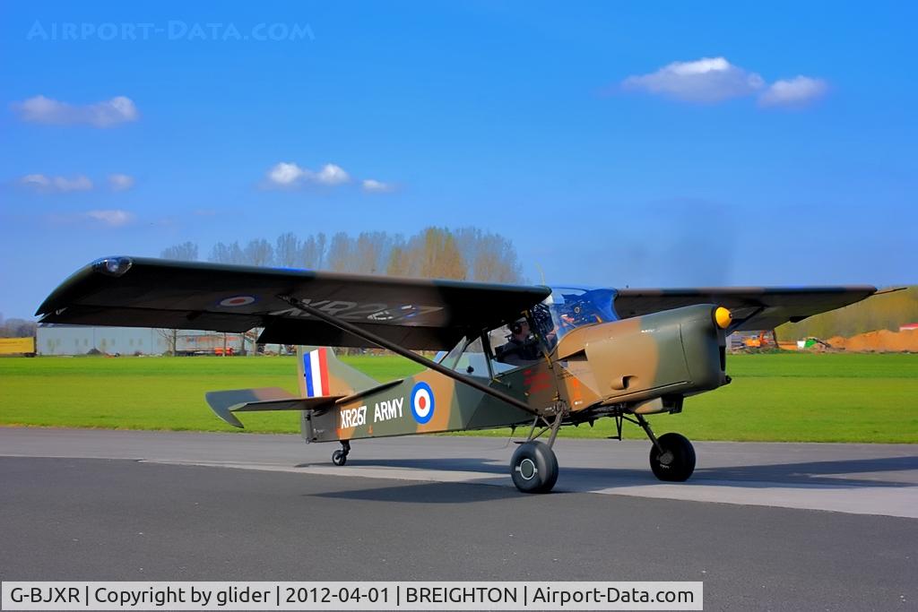 G-BJXR, 1962 Auster AOP.9 C/N 184, Ex Army Air Corps. Stick fully back 