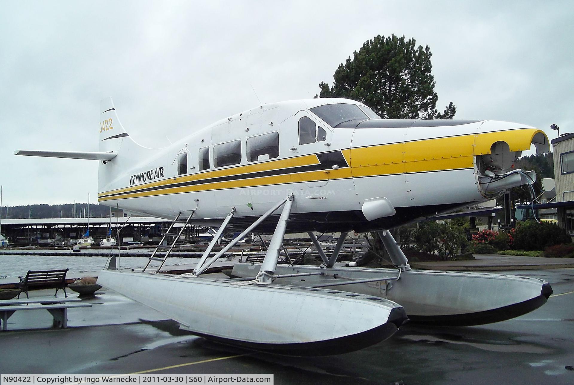 N90422, 1955 De Havilland Canada DHC-3T Vazar Turbine Otter Otter C/N 152, De Havilland Canada DHC-3T Turbo-Otter (minus wings and rudders) on floats at Kenmore Air Harbor, Kenmore WA