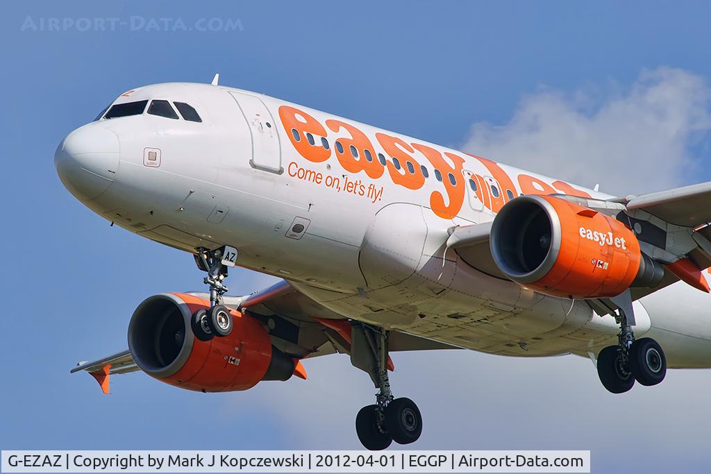 G-EZAZ, 2006 Airbus A319-111 C/N 2829, On approach to runway 27.
