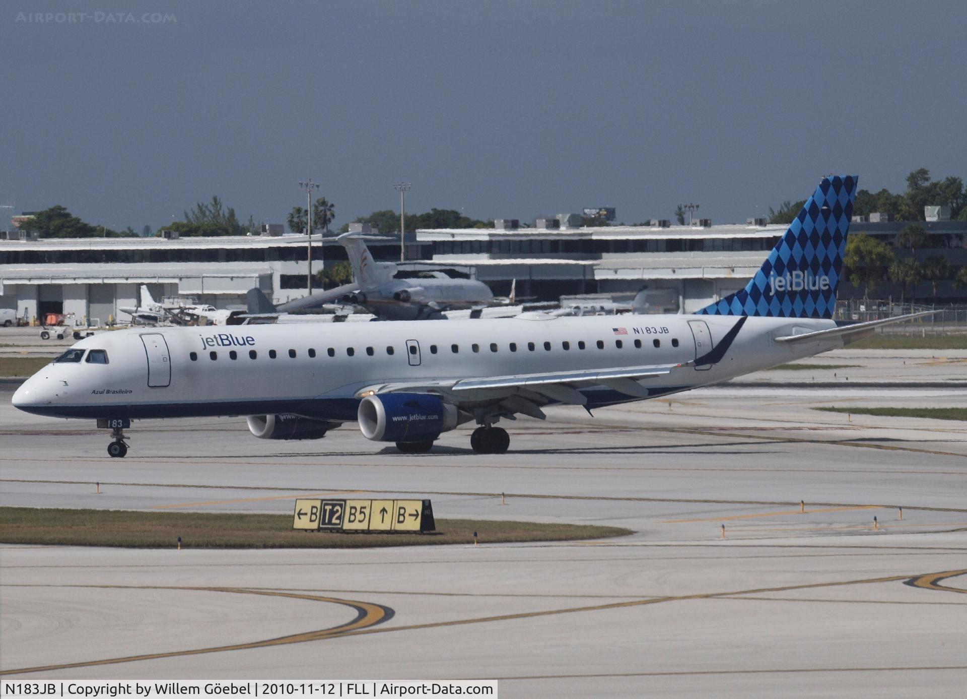N183JB, 2005 Embraer 190AR (ERJ-190-100IGW) C/N 19000007, Taxi to the gate of FLL airport