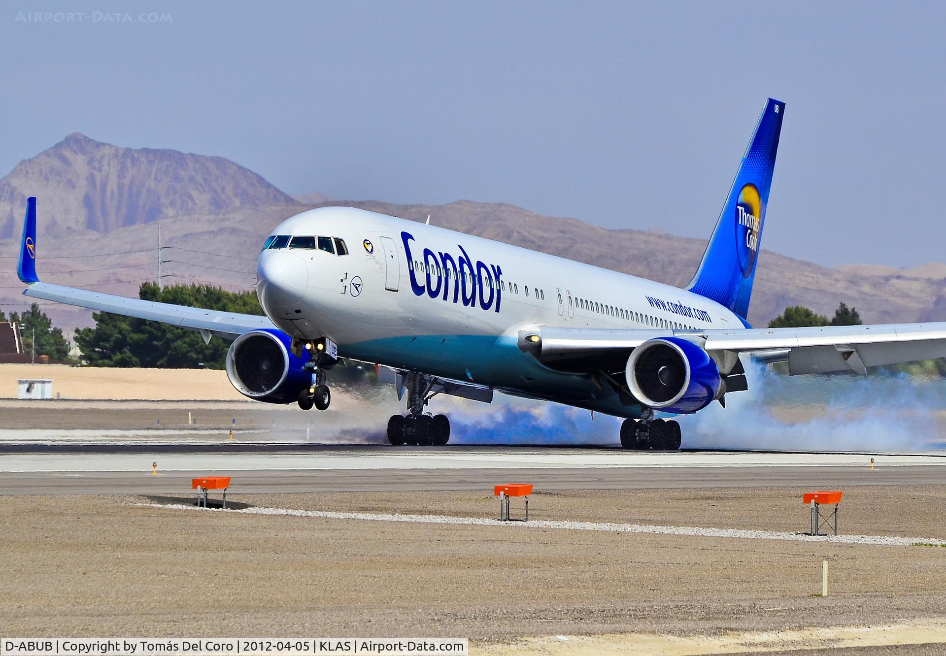 D-ABUB, 1992 Boeing 767-330/ER C/N 26987, Condor (Thomas Cook) Boeing 767-330/ER D-ABUB (cn 26987/466)

- Las Vegas - McCarran International (LAS / KLAS)
USA - Nevada, April 5, 2012
Photo: Tomás Del Coro