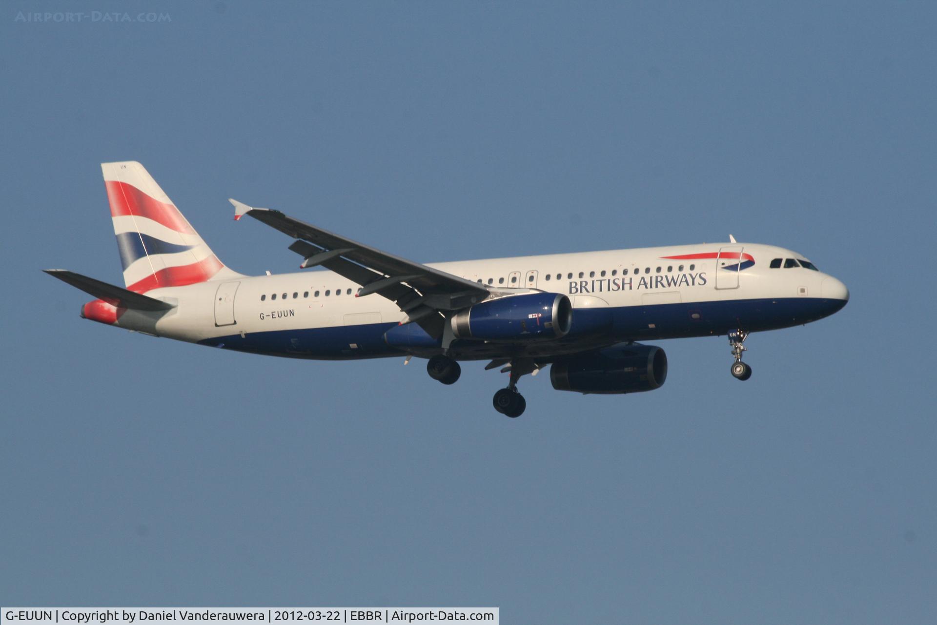 G-EUUN, 2003 Airbus A320-232 C/N 1910, Arrival of flight BA388 to RWY 02