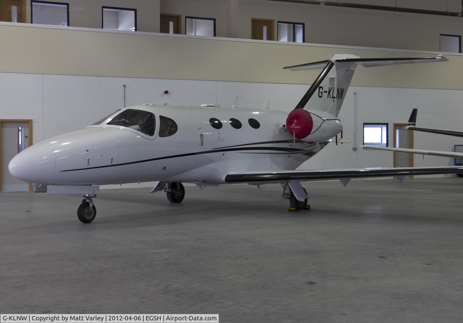 G-KLNW, 2008 Cessna 510 Citation Mustang Citation Mustang C/N 510-0157, Sat inside the SaxonAir Hangar.