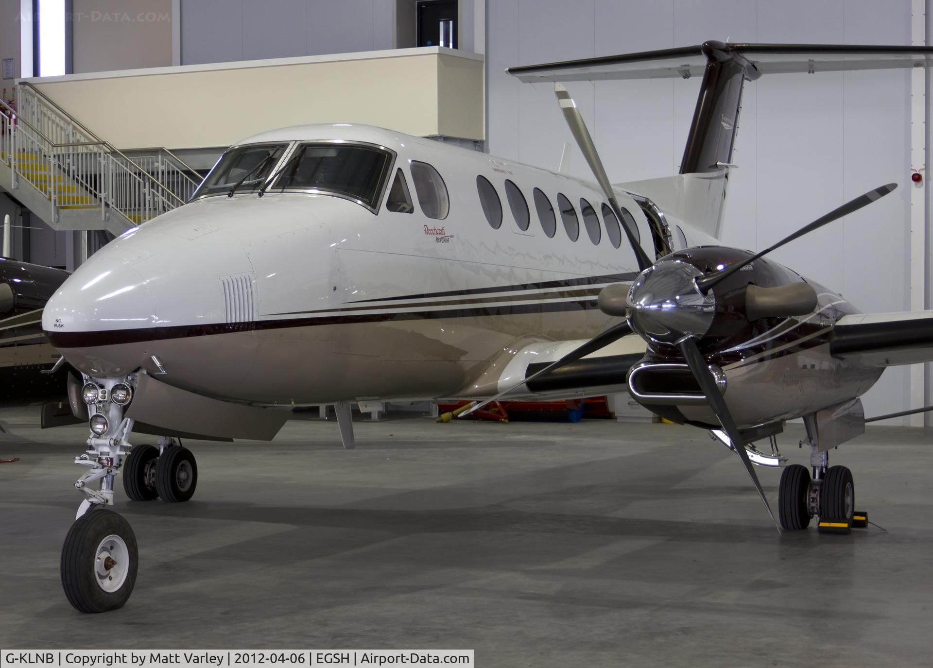 G-KLNB, 2009 Beech Super King Air 350 C/N FL-631, Sat inside the SaxonAir Hangar.