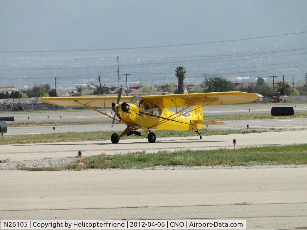 N26105, Piper J3C-65 Cub Cub C/N 4051, Just landed and awaiting permission to taxi