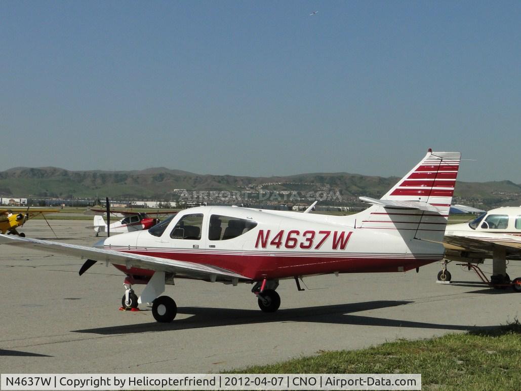 N4637W, 1977 Rockwell International 112TCA Commander C/N 13167, Parked for dispaly southwest of the tower