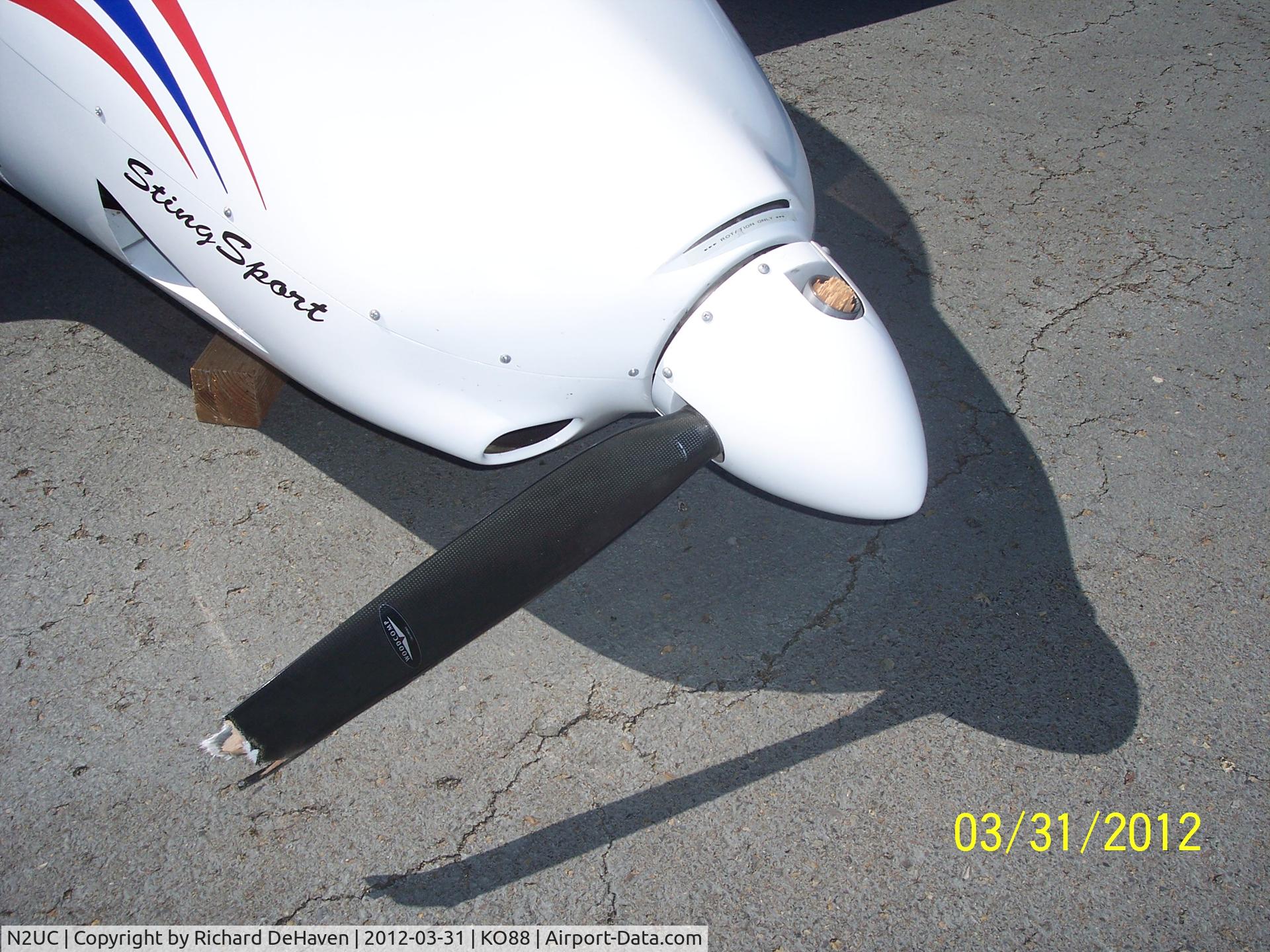 N2UC, 2005 TL Ultralight TL-2000 Sting Sport C/N TLUSA126, Two of the three prop blades were broken off right at the hub.