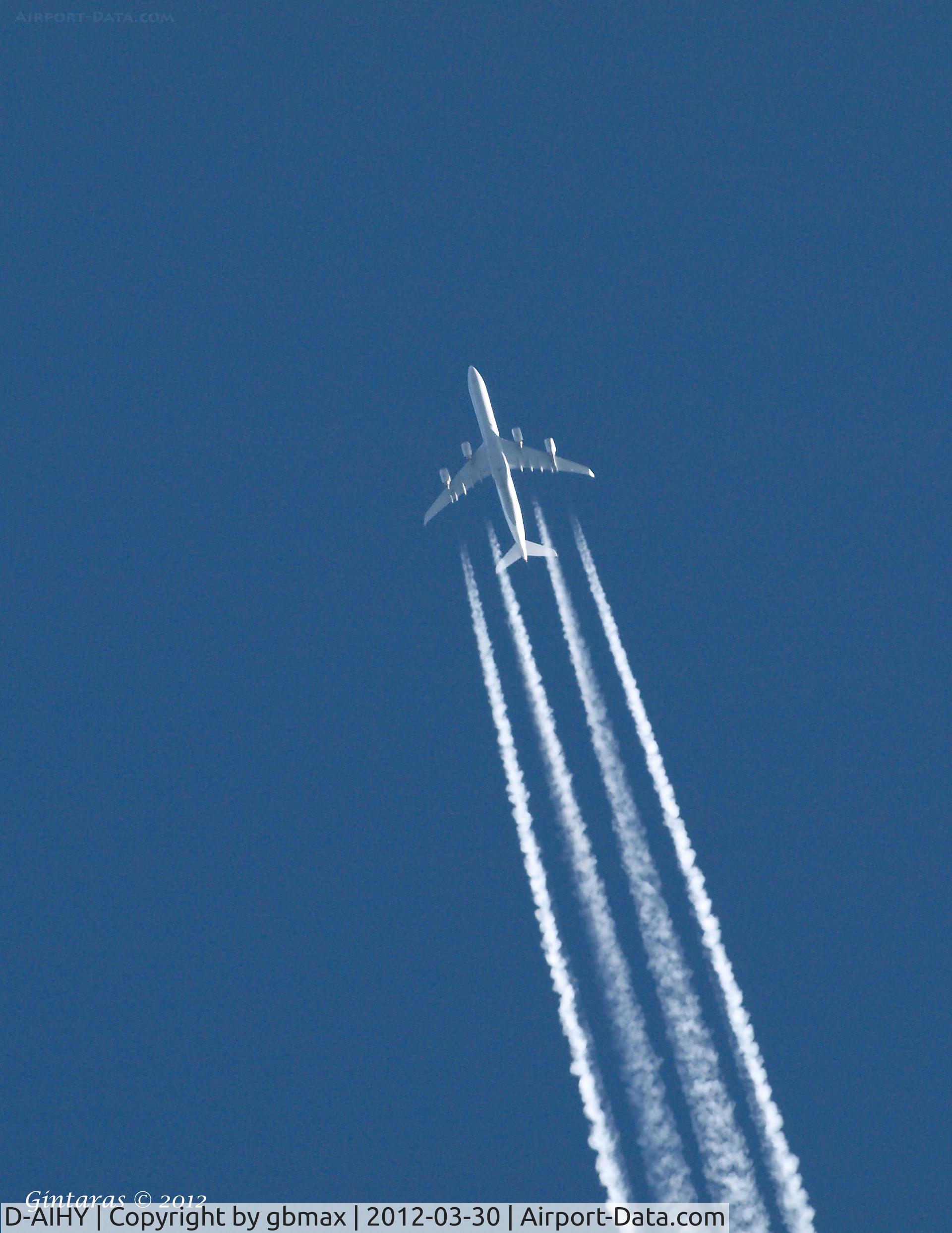 D-AIHY, 2009 Airbus A340-642X C/N 987, Lufthansa Flight DLH429, from Charlotte to Munich, altitude 35,000ft