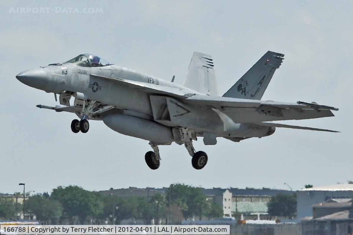 166788, Boeing F/A-18E Super Hornet C/N E134, 166788 (AJ-113), Boeing F/A-18E Super Hornet, c/n: E134 taking off from 2012 Sun N Fun