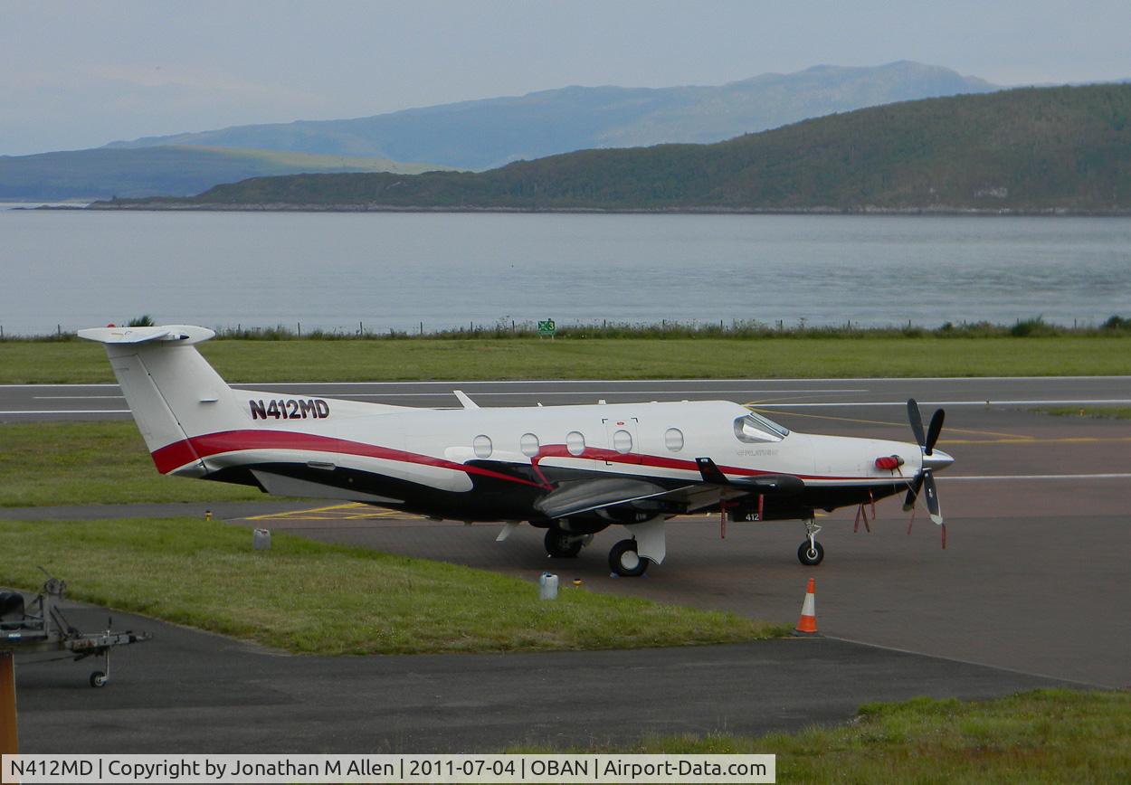 N412MD, 2001 Pilatus PC-12/45 C/N 412, At Oban airport, western Scotland, UK.