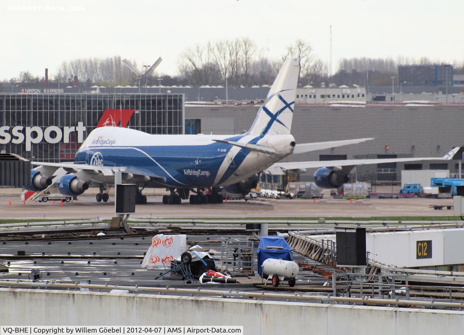 VQ-BHE, 2008 Boeing 747-4KZF (SCD) C/N 36784, Parking by the Cargo gate of Schiphol Airport