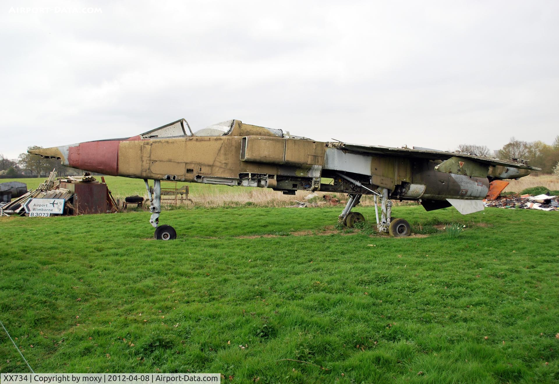 XX734, 1974 Sepecat Jaguar GR.1 C/N S.31, Not a lot left of this Sepecat Jaguar GR.1 at the Gatwick Aviation Museum.