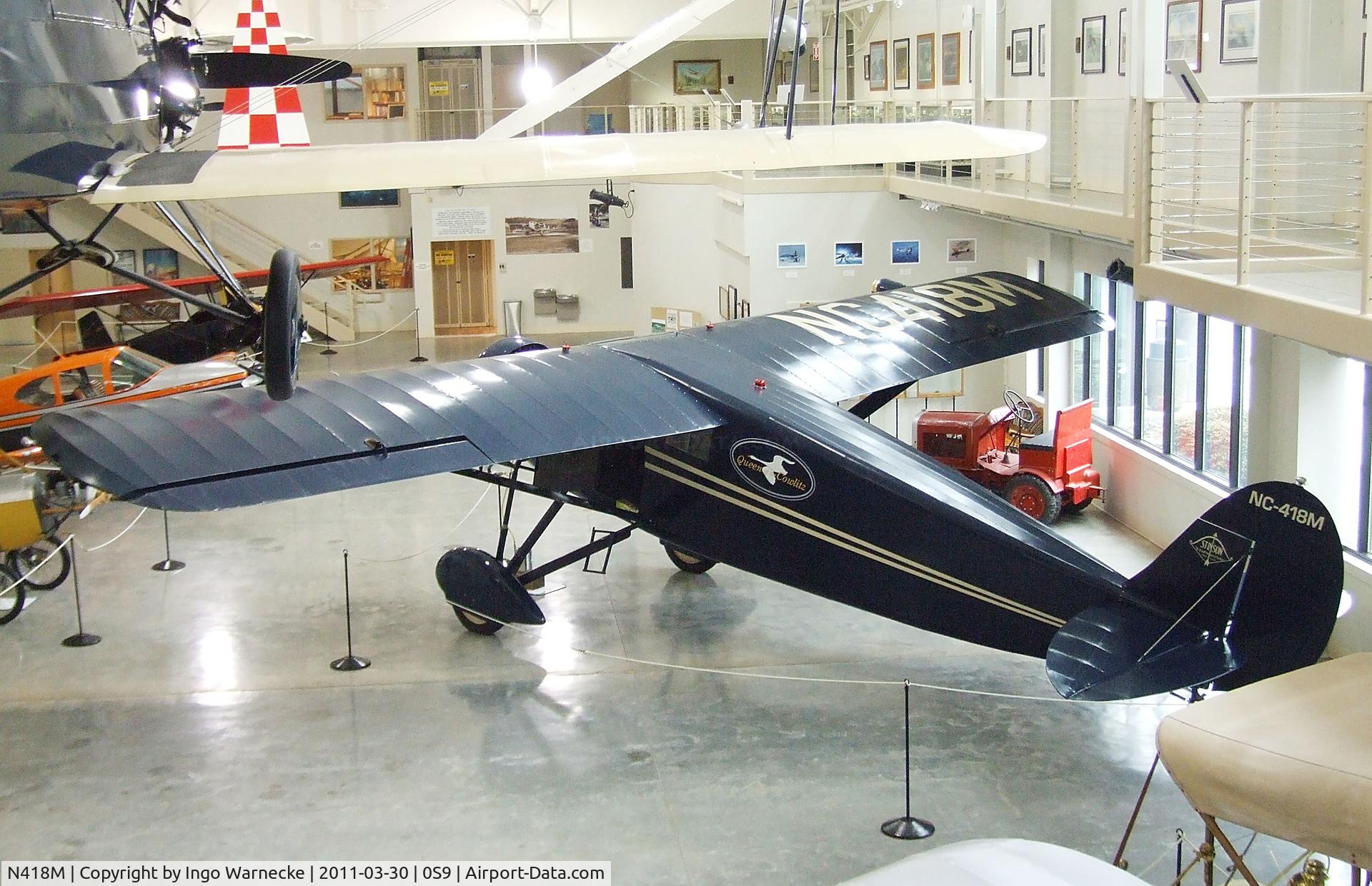 N418M, 1930 Stinson SM-8A Junior C/N 4009, Stinson SM-8A Junior at the Port Townsend Aero Museum, Port Townsend WA
