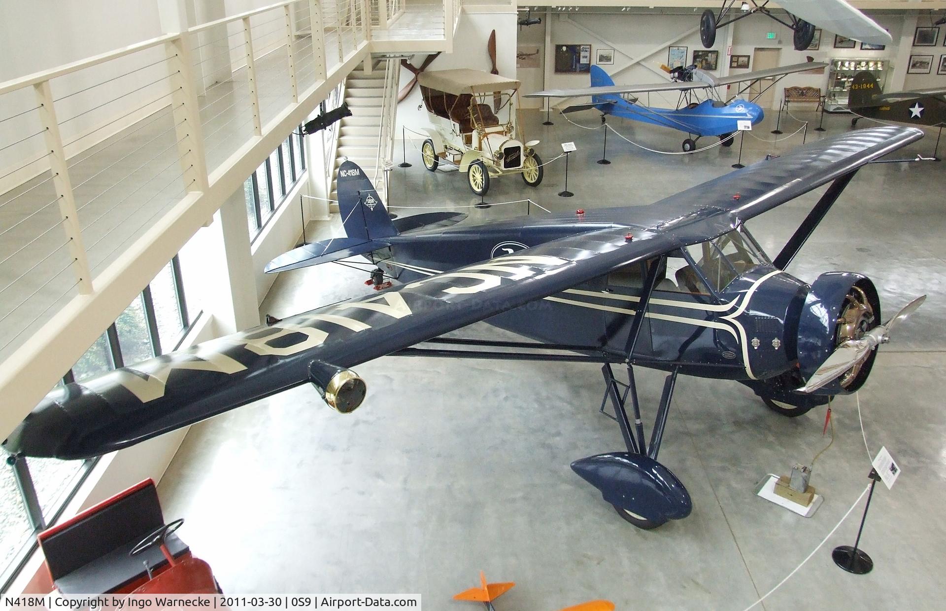 N418M, 1930 Stinson SM-8A Junior C/N 4009, Stinson SM-8A Junior at the Port Townsend Aero Museum, Port Townsend WA