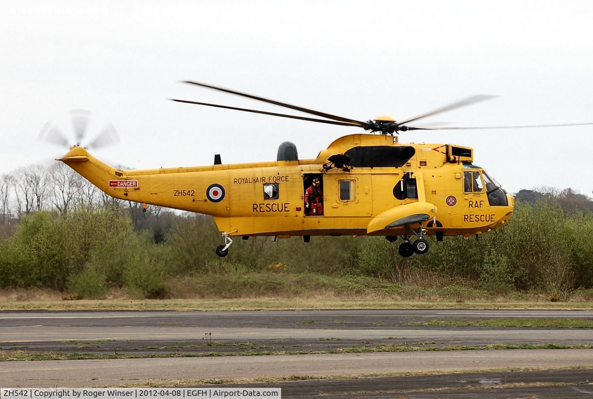 ZH542, Westland Sea King HAR.3A C/N WA1008, Sea King of A Flight 22 Squadron RAF departing during a Search and Rescue training flight.