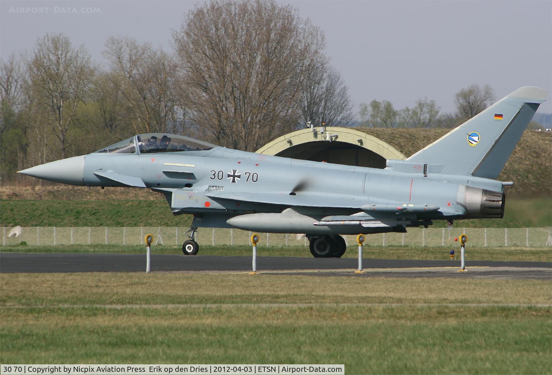 30 70, Eurofighter EF-2000 Typhoon S C/N GS052, QRA-bird 3070 entering the runway