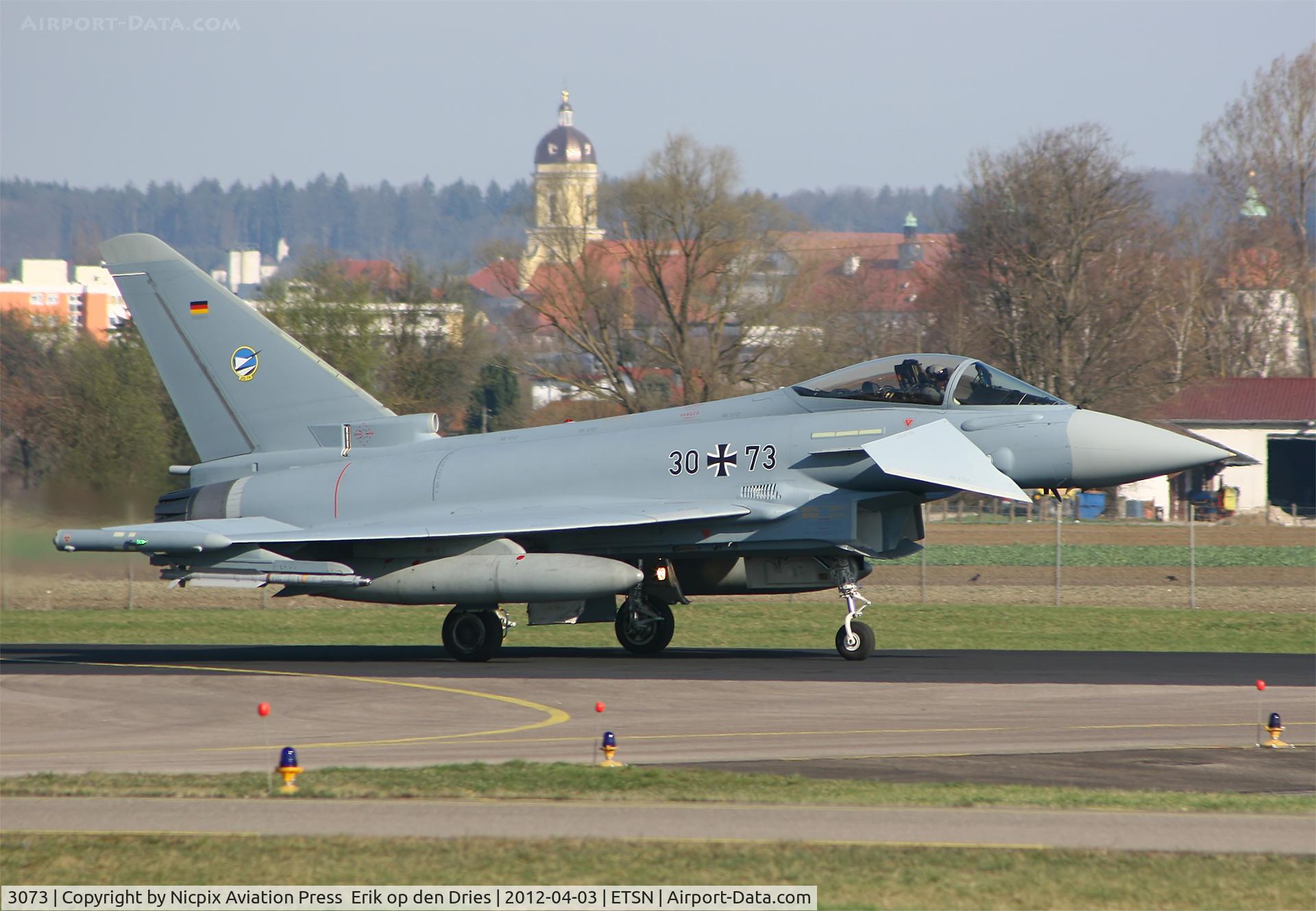 30 73, Eurofighter EF-2000 Typhoon S C/N GS054, QRA-bird 3073 backtracking to its' shelter