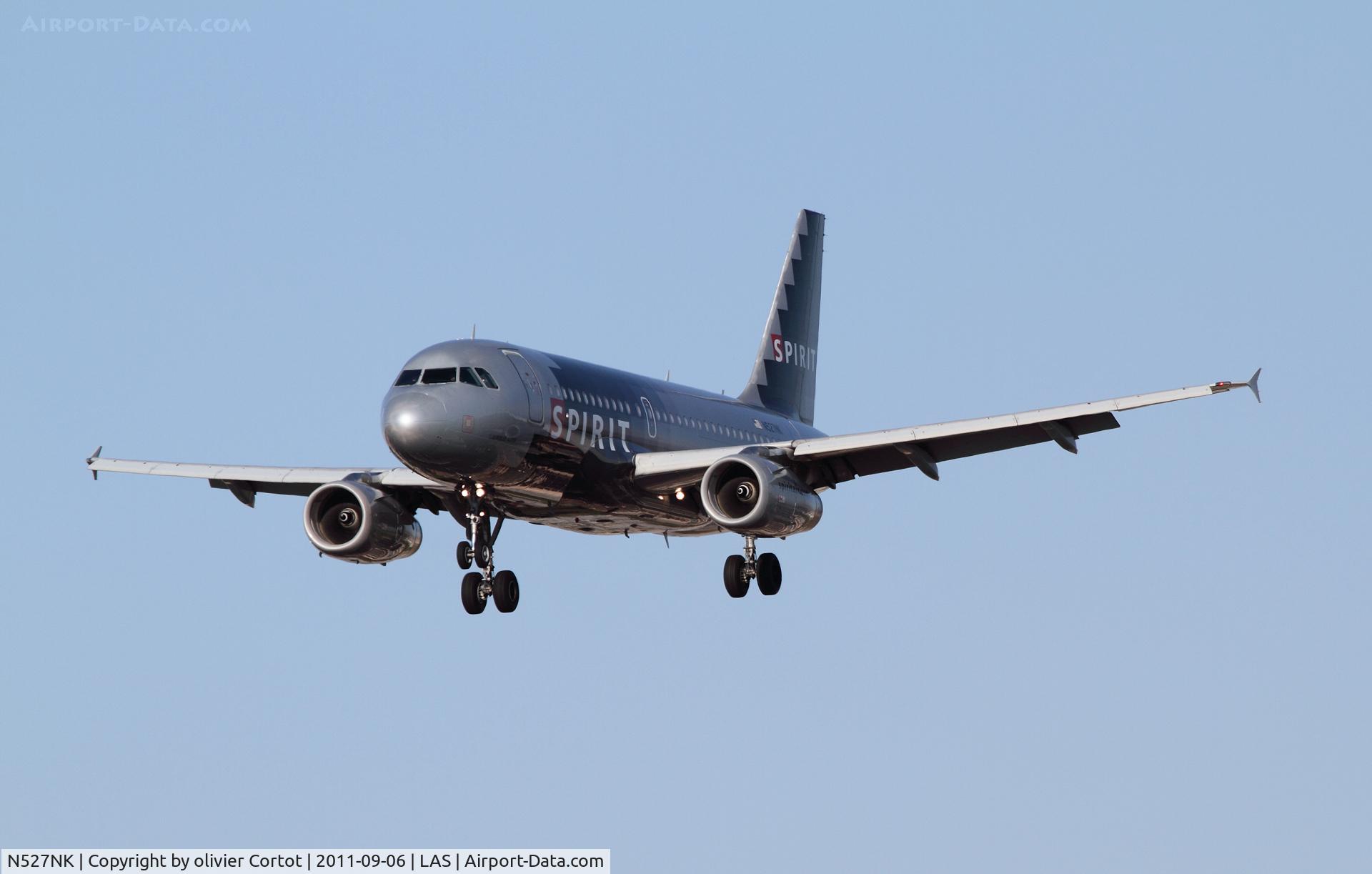 N527NK, 2007 Airbus A319-132 C/N 2978, about to land at Las vegas
