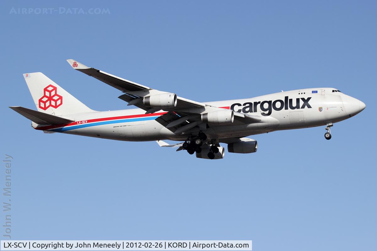 LX-SCV, 2001 Boeing 747-4R7F/SCD C/N 29733, Short final for 10 at ORD