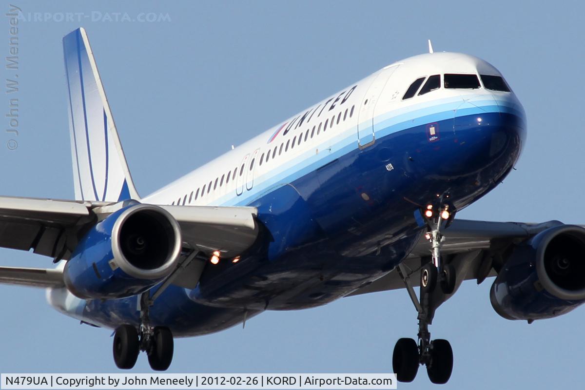 N479UA, 2001 Airbus A320-232 C/N 1538, Short final for 14R