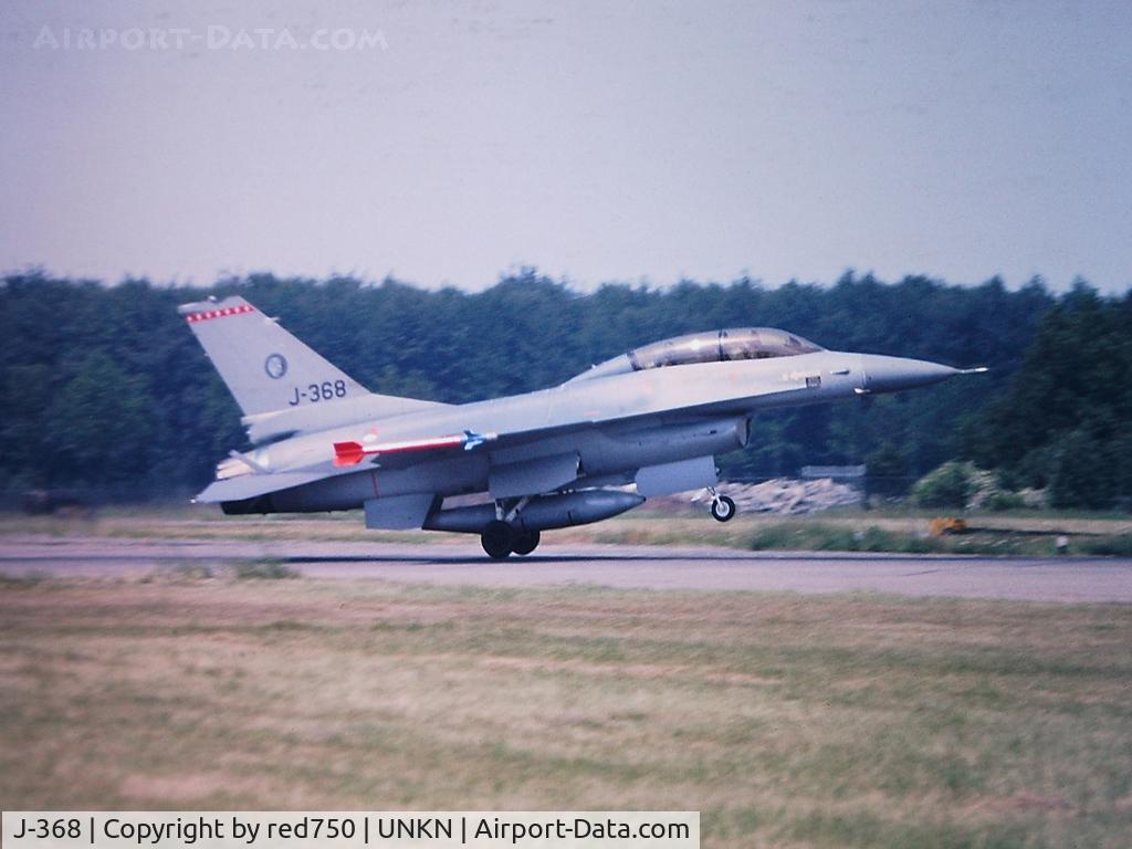 J-368, 1986 Fokker F-16B Fighting Falcon C/N 6E-31, Photograph by Edwin van Opstal with permission. Scanned from a color slide.
