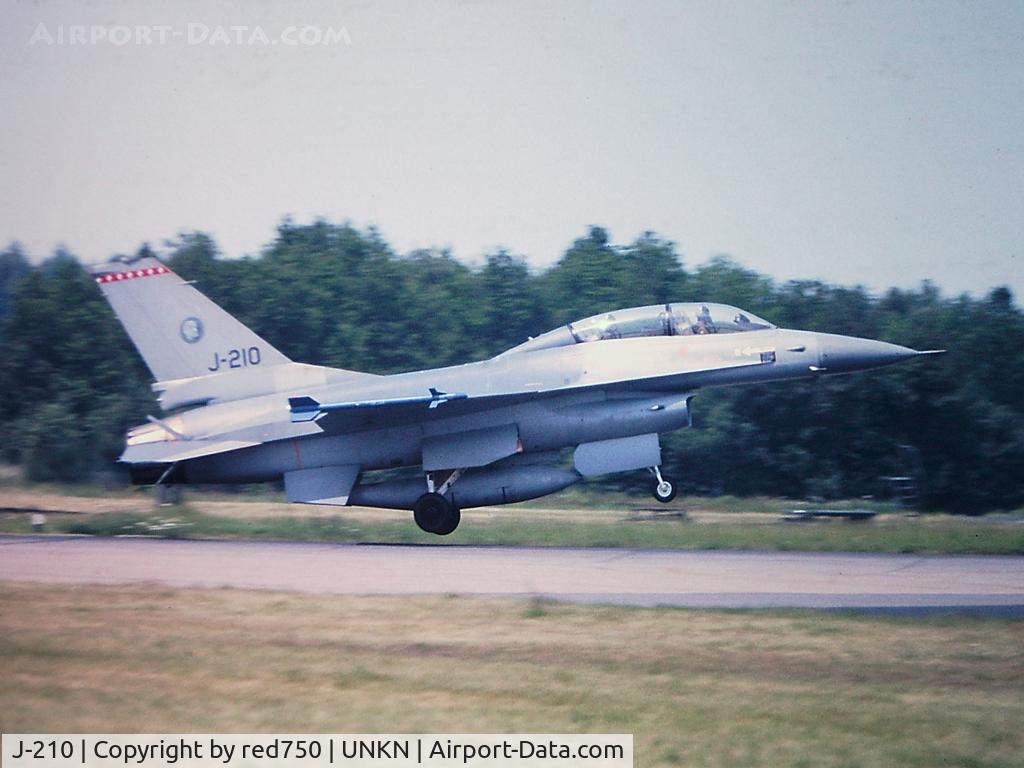 J-210, 1983 General Dynamics F-16BM Fighting Falcon C/N 6E-29, Photograph by Edwin van Opstal with permission. Scanned from a color slide.
