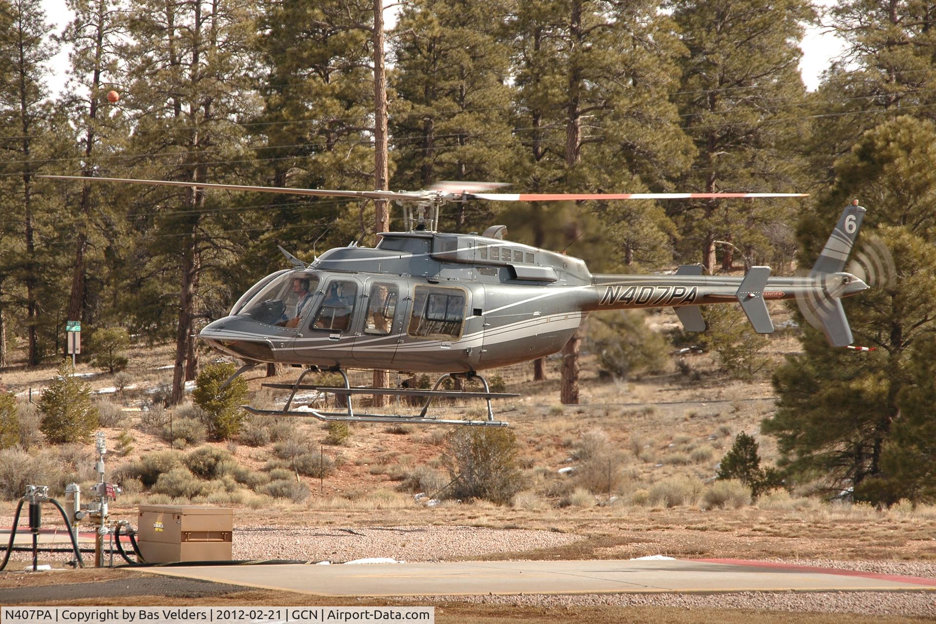 N407PA, 2003 Bell 407 C/N 53567, About to touch down at GCN