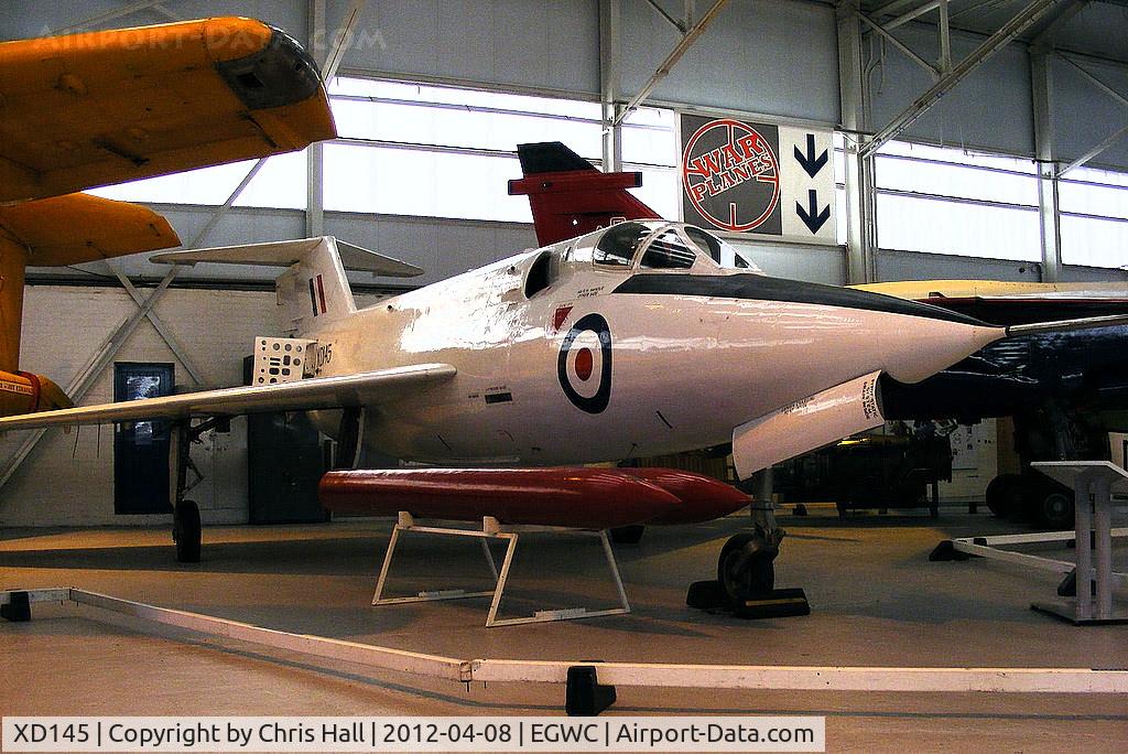 XD145, Saunders-Roe SR53 C/N Not found XD145, One of several projects designed to meet an Operational Requirement for a rocket interceptor, work on the SR53 started in 1952. However, due to development delays the first prototype did not fly until 16 May 1957.