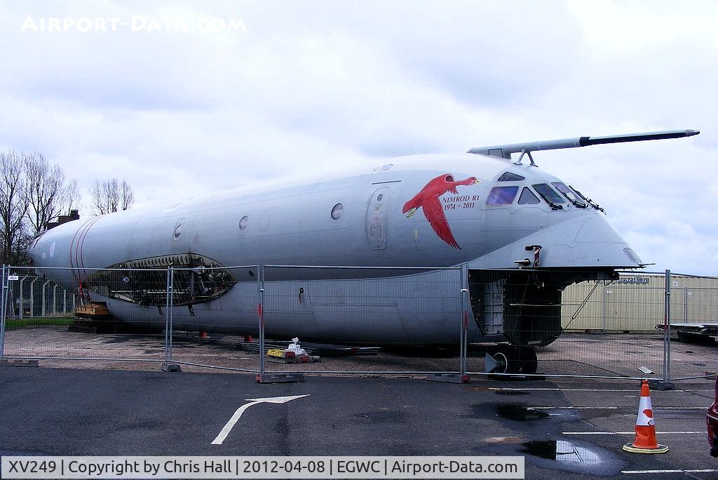 XV249, Hawker Siddeley Nimrod R.1 C/N 8024, This Nimrod made it's final flight in to Kemble 29/07/2011 where it was dismantled by ASI. It was transported to the RAF Museum at Cosford by road on 10/03/2012