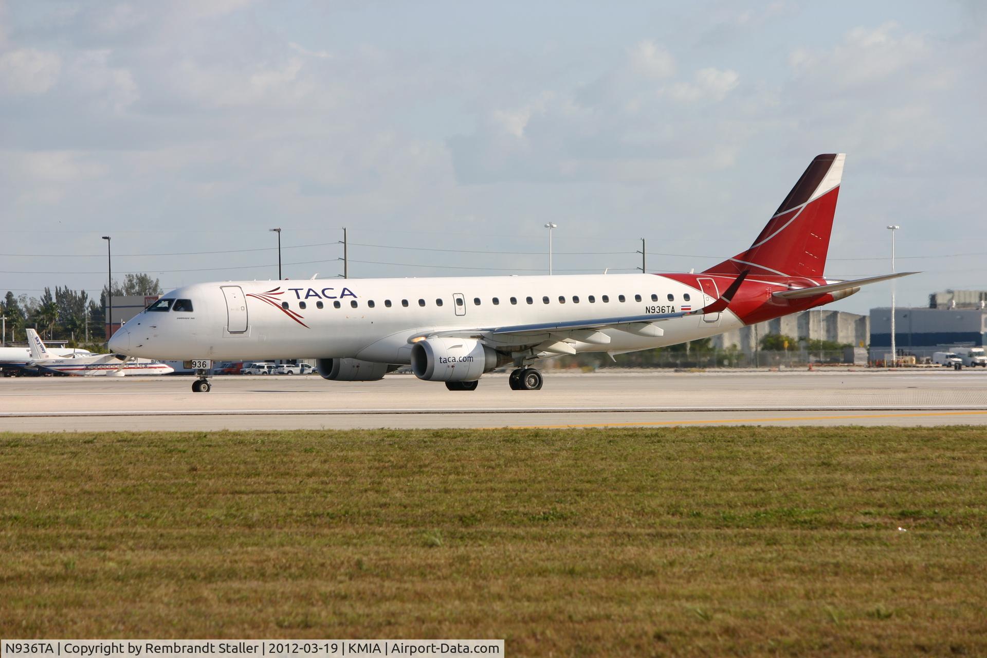 N936TA, 2008 Embraer 190AR (ERJ-190-100IGW) C/N 19000215, Lining up for departure from MIA