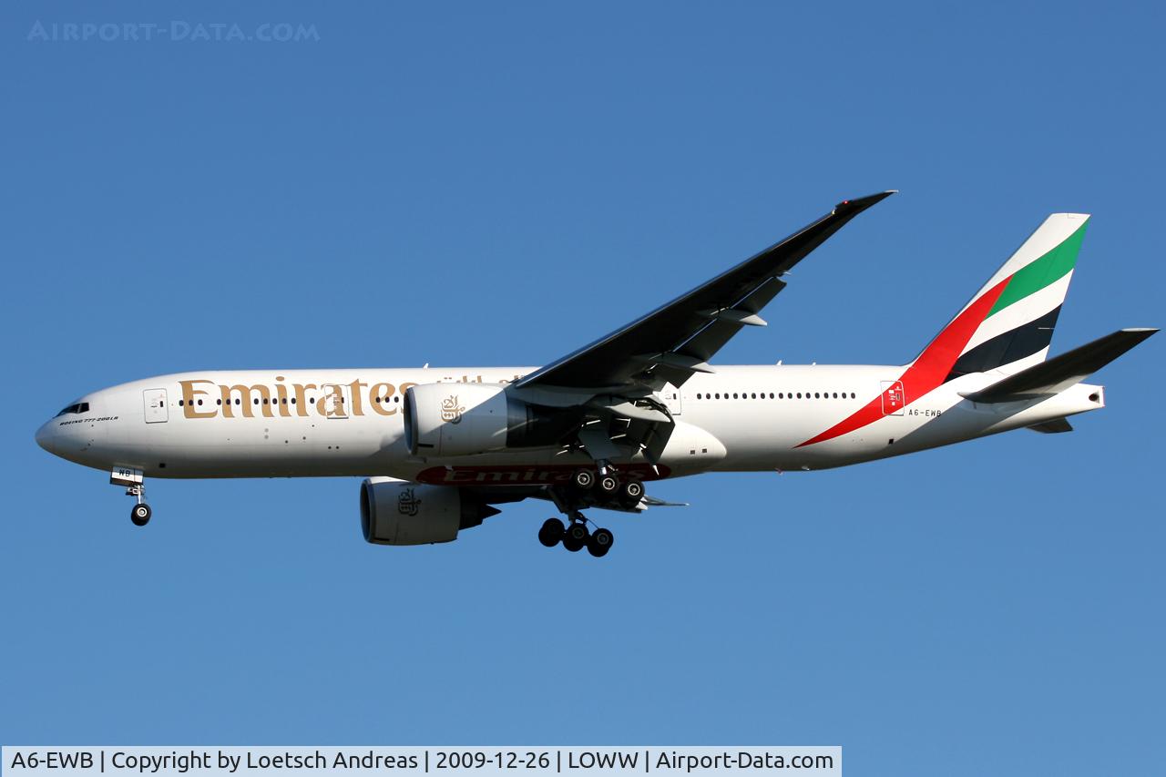 A6-EWB, 2007 Boeing 777-21H/LR C/N 35573, Emirates EK127 / UAE127 Dubai-Vienna