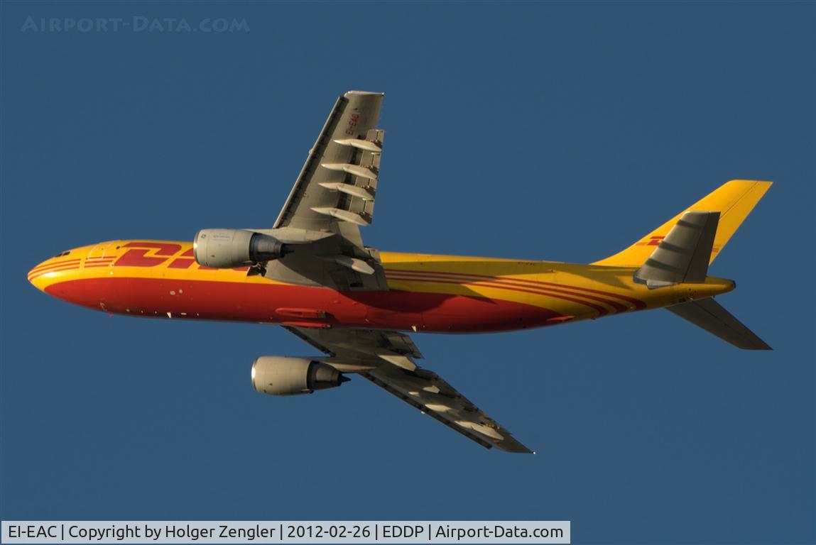 EI-EAC, 1983 Airbus A300B4-203(F) C/N 250, First DHL airliner is leaving LEJ on rwy 26L on this sunday afternoon...