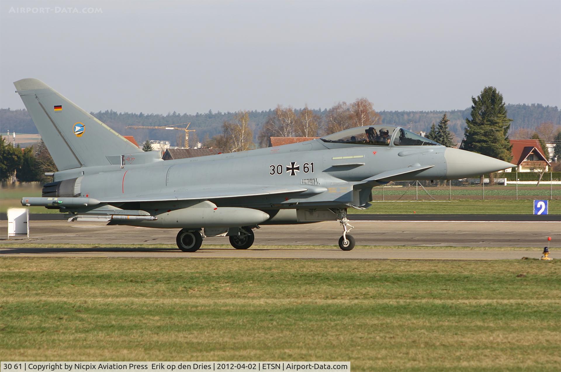 30 61, Eurofighter EF-2000 Typhoon S C/N GS044, QRA-bird 3061 is armed with live IRIS-T missiles.