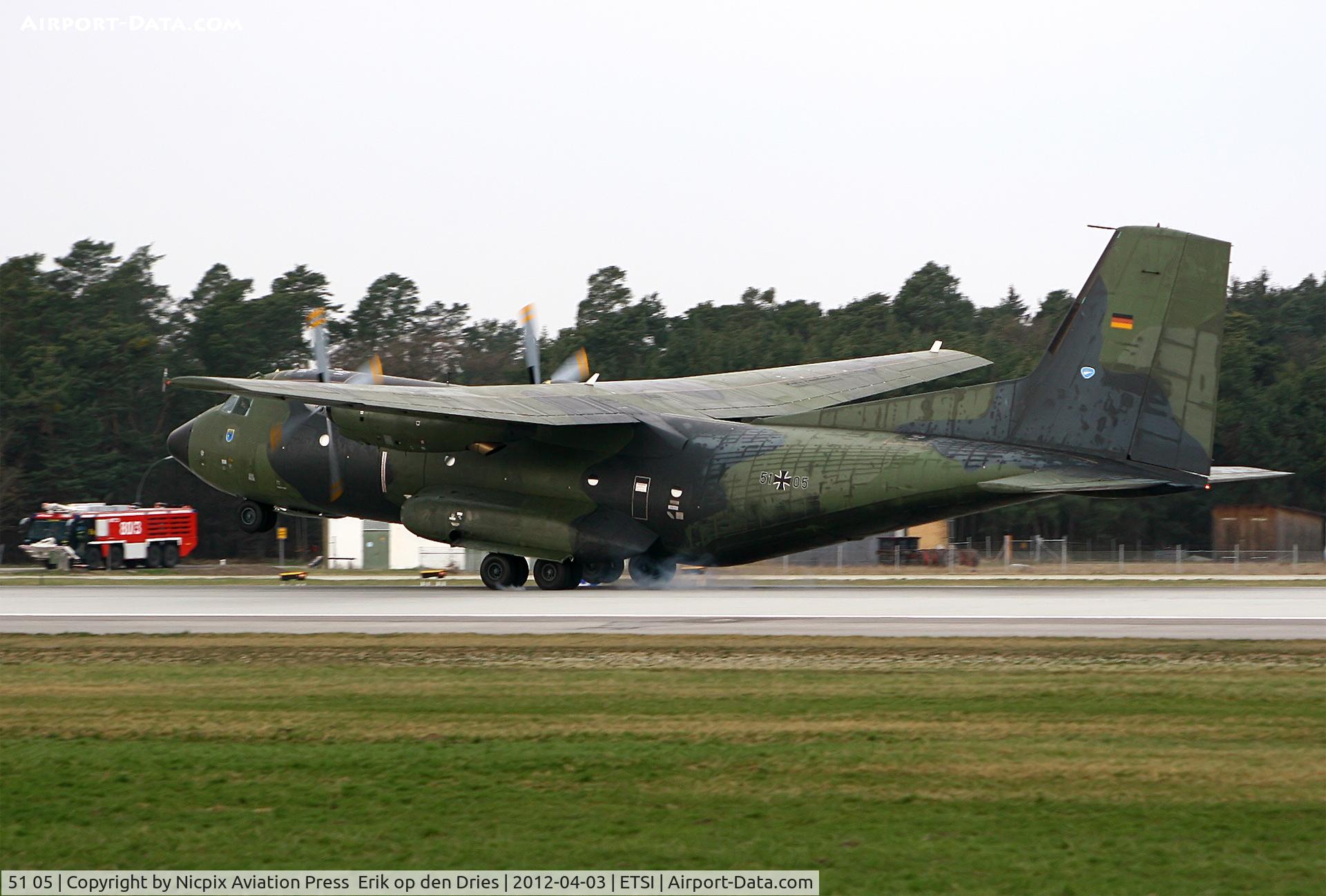 51 05, Transall C-160D C/N D142, 5105 just after touchdown at Manching AB