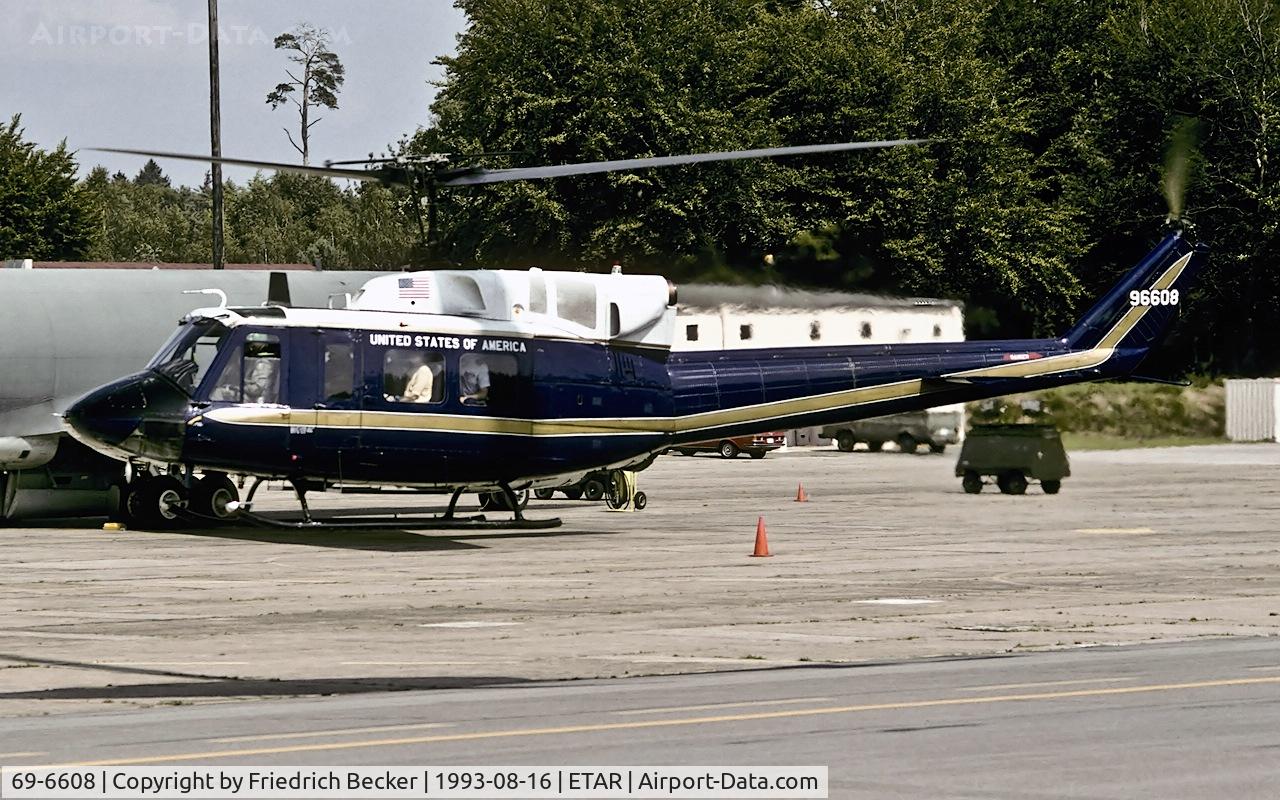 69-6608, 1969 Bell UH-1N Iroquois C/N 31014, hovering at Ramstein AB
