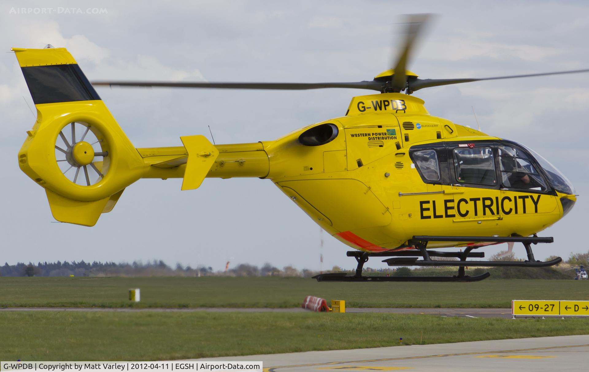 G-WPDB, 1999 Eurocopter EC-135P-1 C/N 0112, Departing SaxonAir.