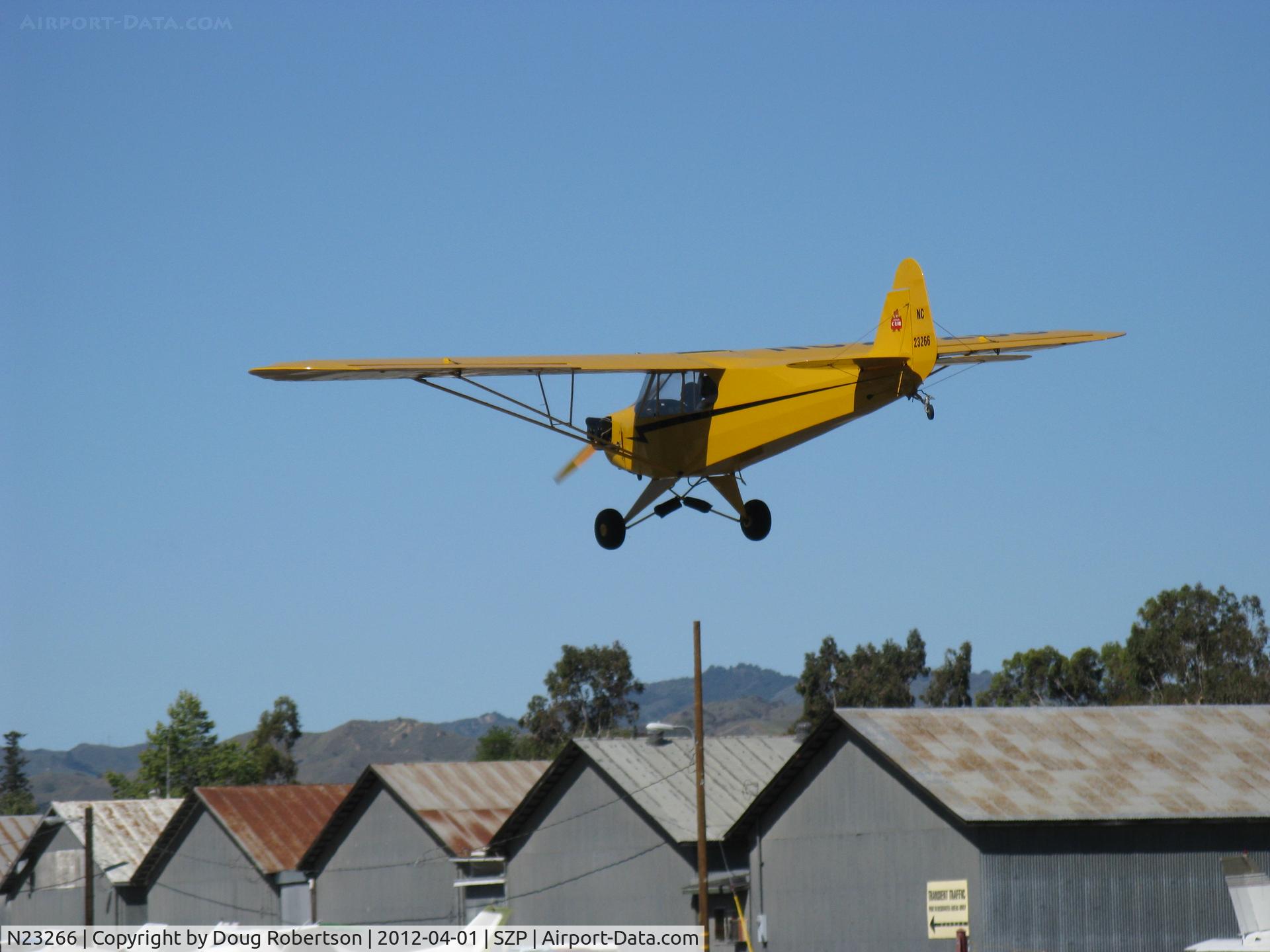 N23266, 1939 Piper J3C-65 Cub Cub C/N 3113, 1939 Piper J3C-65 CUB, Continental A&C65 65 Hp, on final Rwy 22