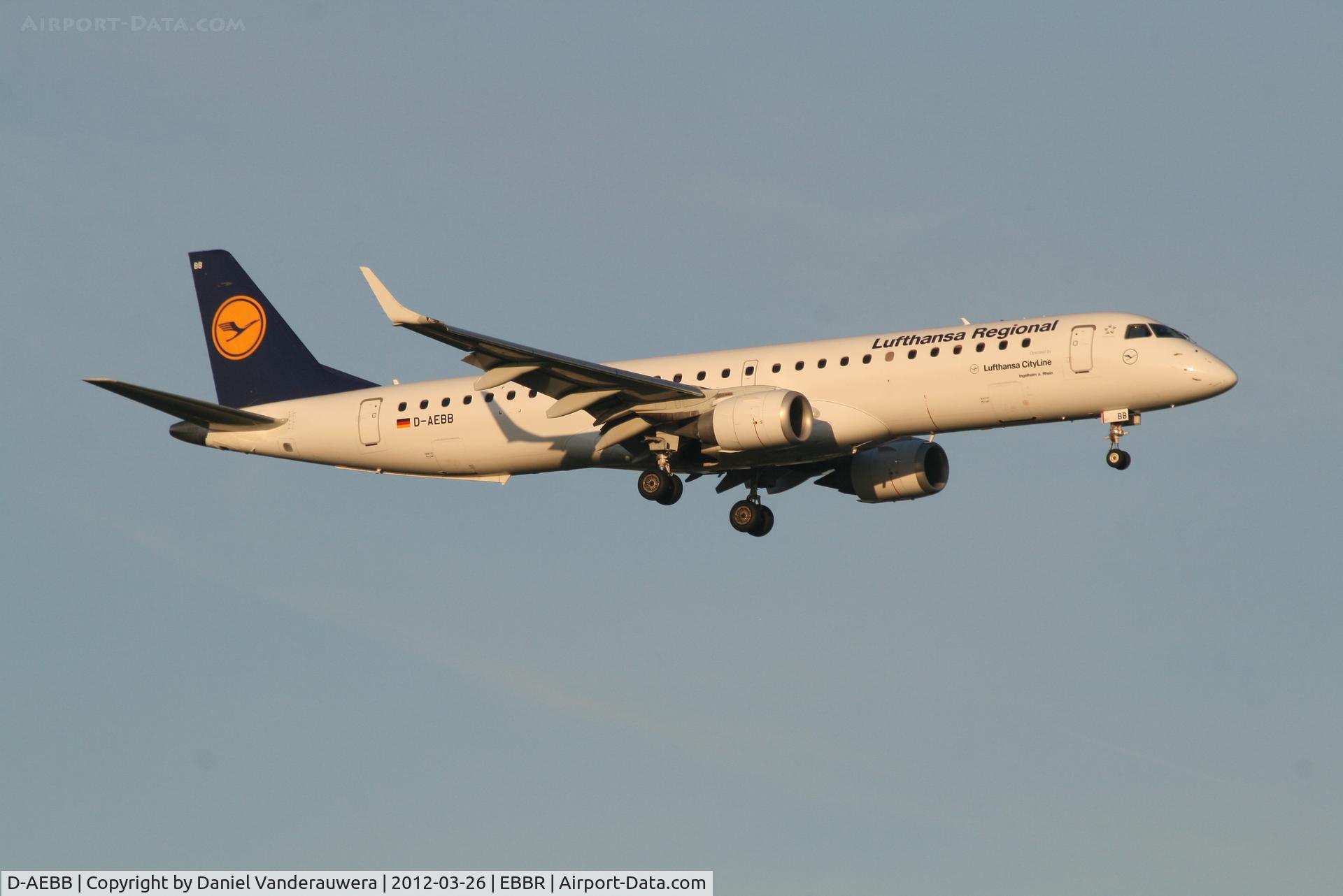 D-AEBB, 2009 Embraer 195LR (ERJ-190-200LR) C/N 19000316, Early arrival of flight LH2282 to RWY 02