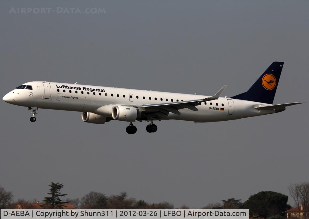 D-AEBA, 2009 Embraer 195LR (ERJ-190-200LR) C/N 19000314, Landing rwy 14R