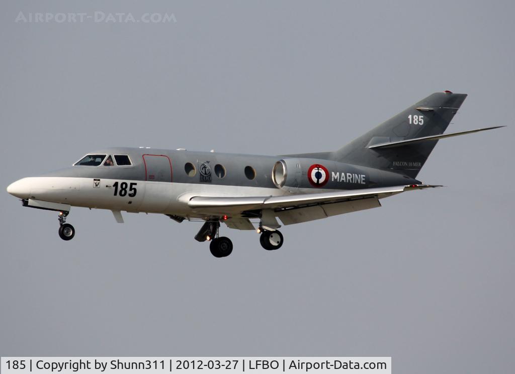 185, Dassault Falcon 10MER C/N 185, Landing rwy14R with additional 100th anniversary logo